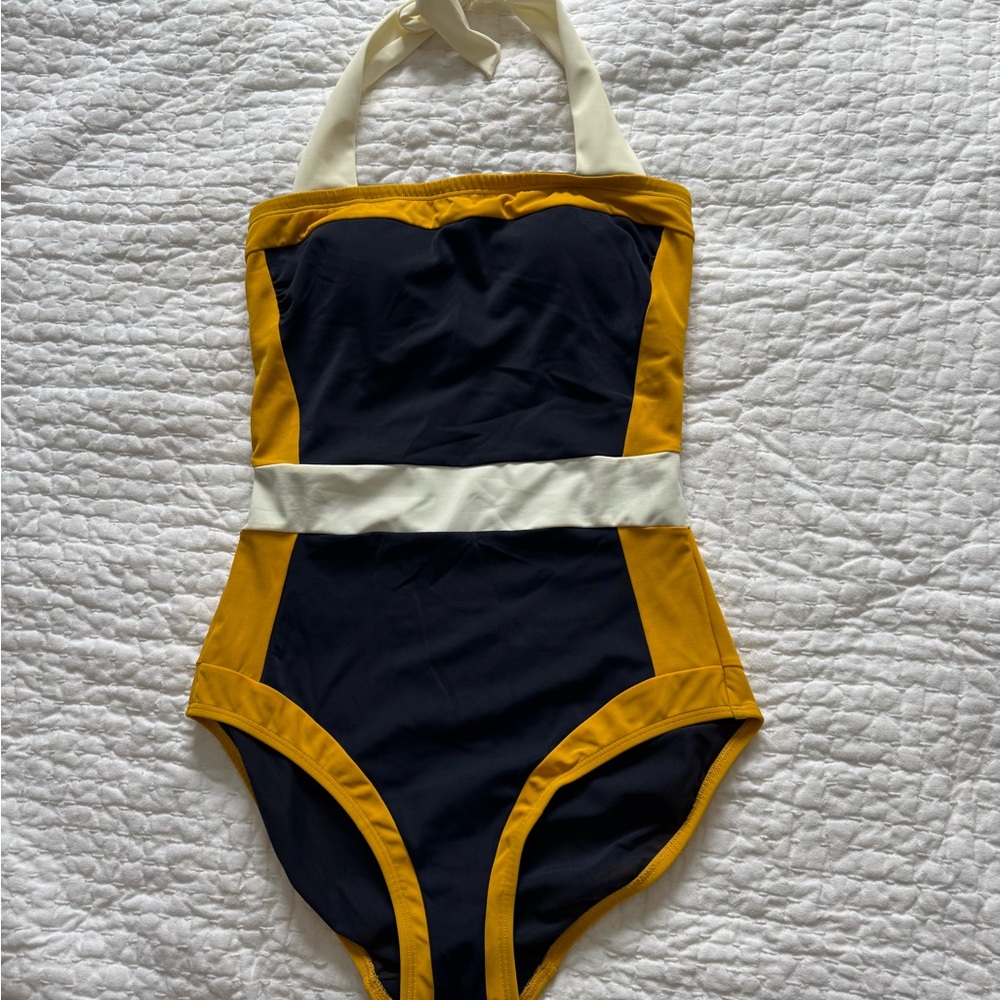 Boden Women’s swimsuit in Navy and Yellow- Size 6